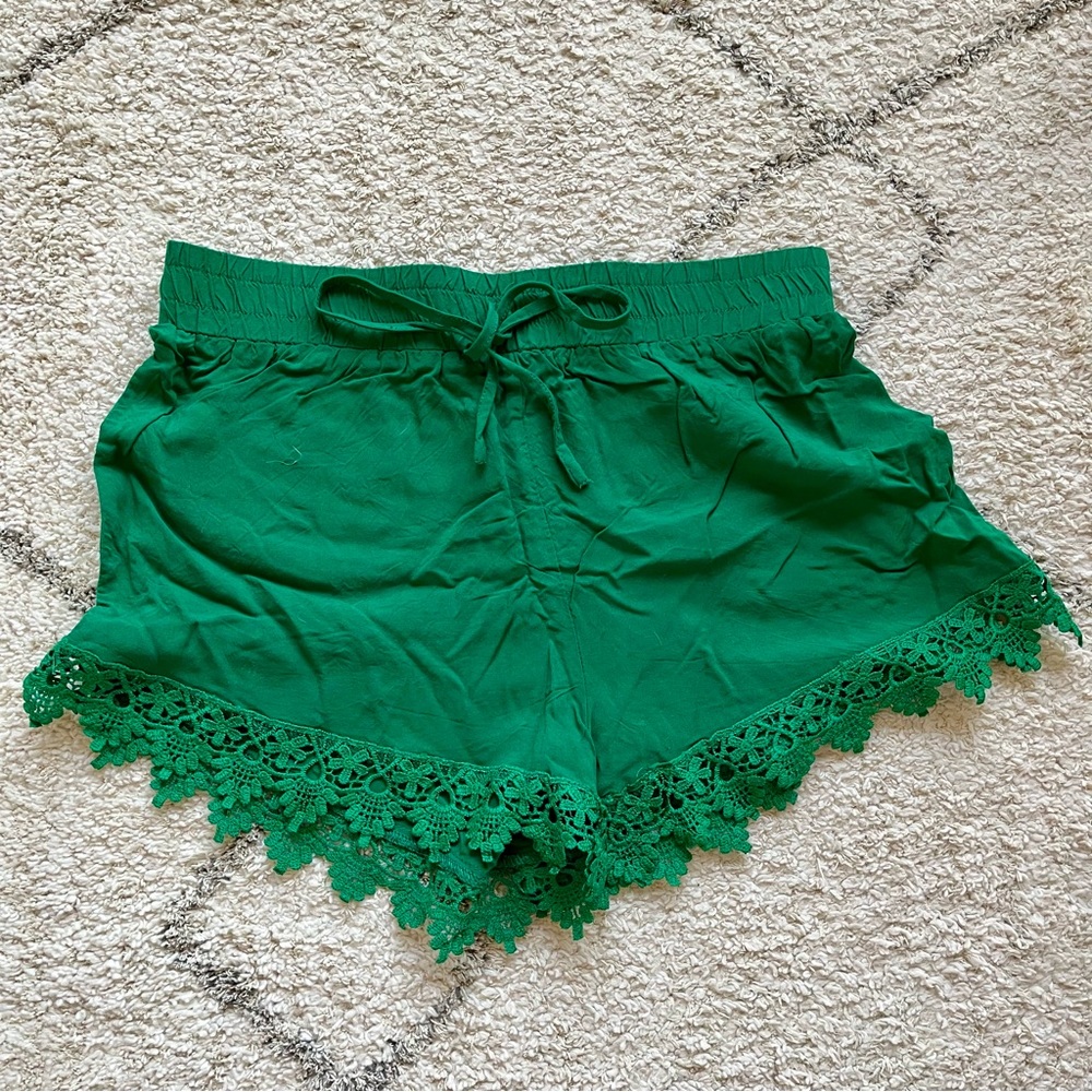 Ambiance Green Lace Shorts